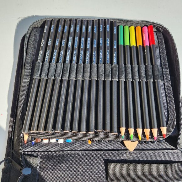 NEW Caliart 76 Piece Art Kit Supplies Watercolor Pencils Charcoal Travel Case Co - Picture 4 of 14